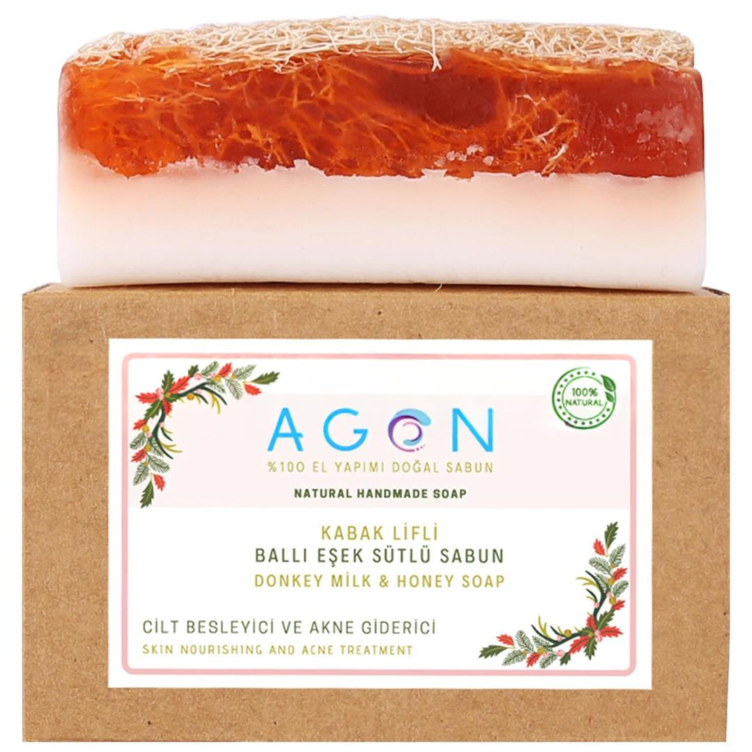 Agon El Yapımı Doğal Kabak Lifli Sabun Ballı Eşek Sütü 120 gr