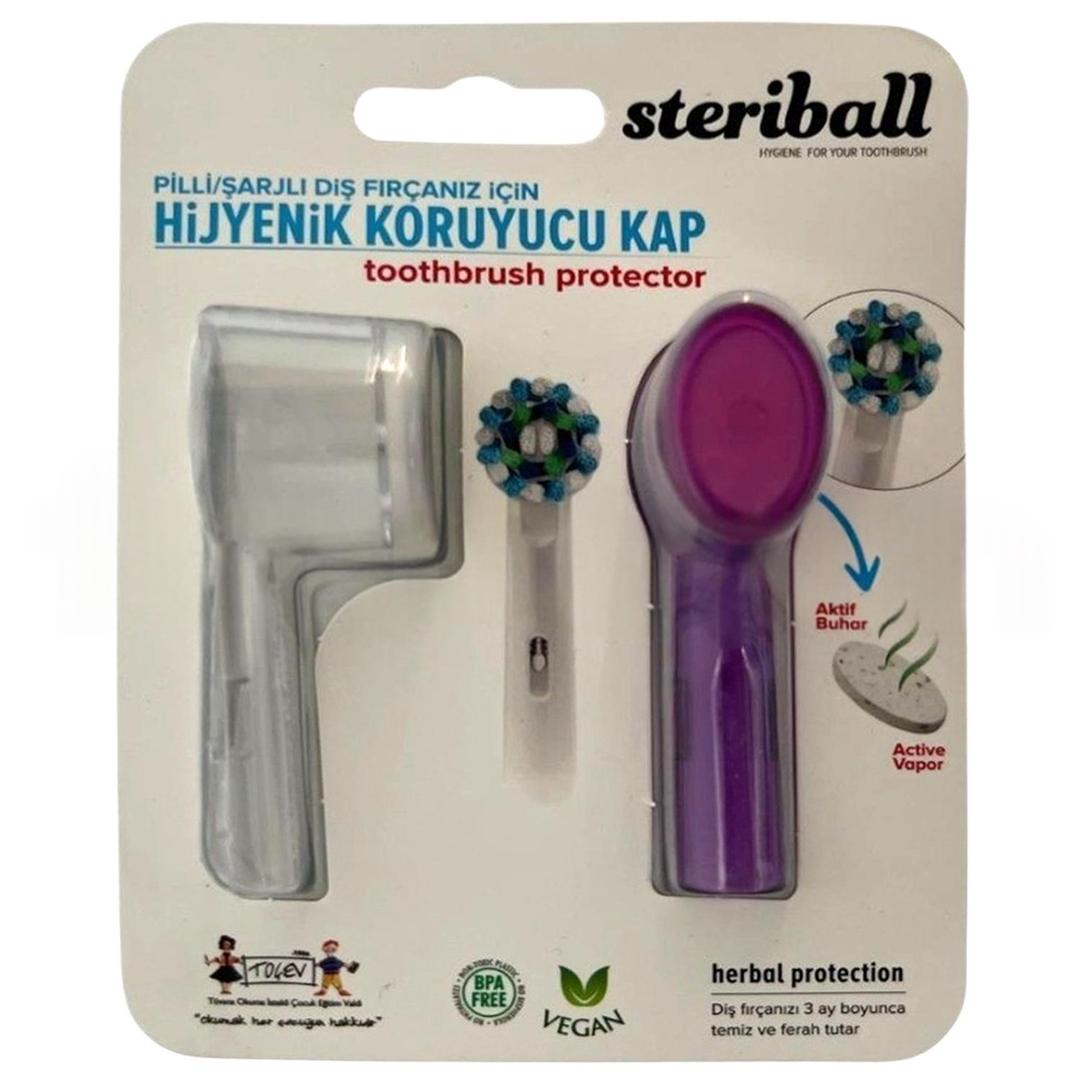 Steriball Diş Fırçası Saklama Kabı 2li - Şeffaf/Mor