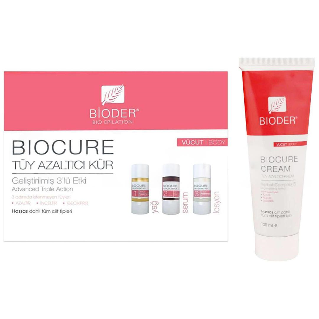 Bioder Biocure Tüy Azaltıcı Krem 130 ml + Tüy Azaltıcı Kür 10 ml 3lü