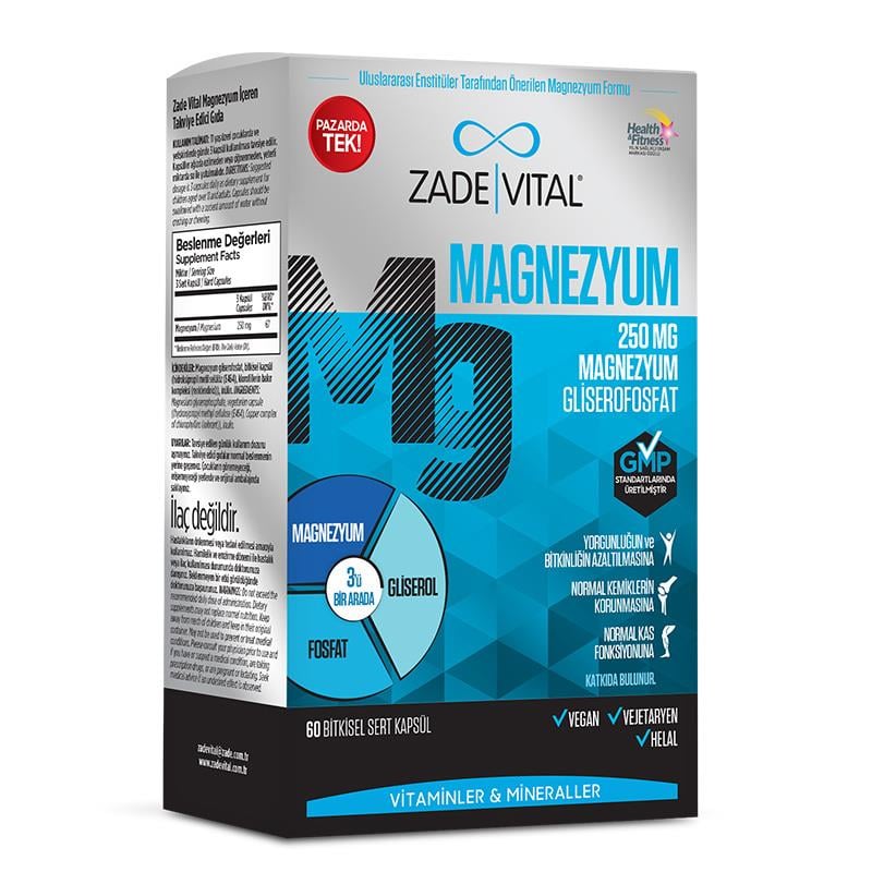 Zade Vital Magnezyum 250mg 60 Kapsül