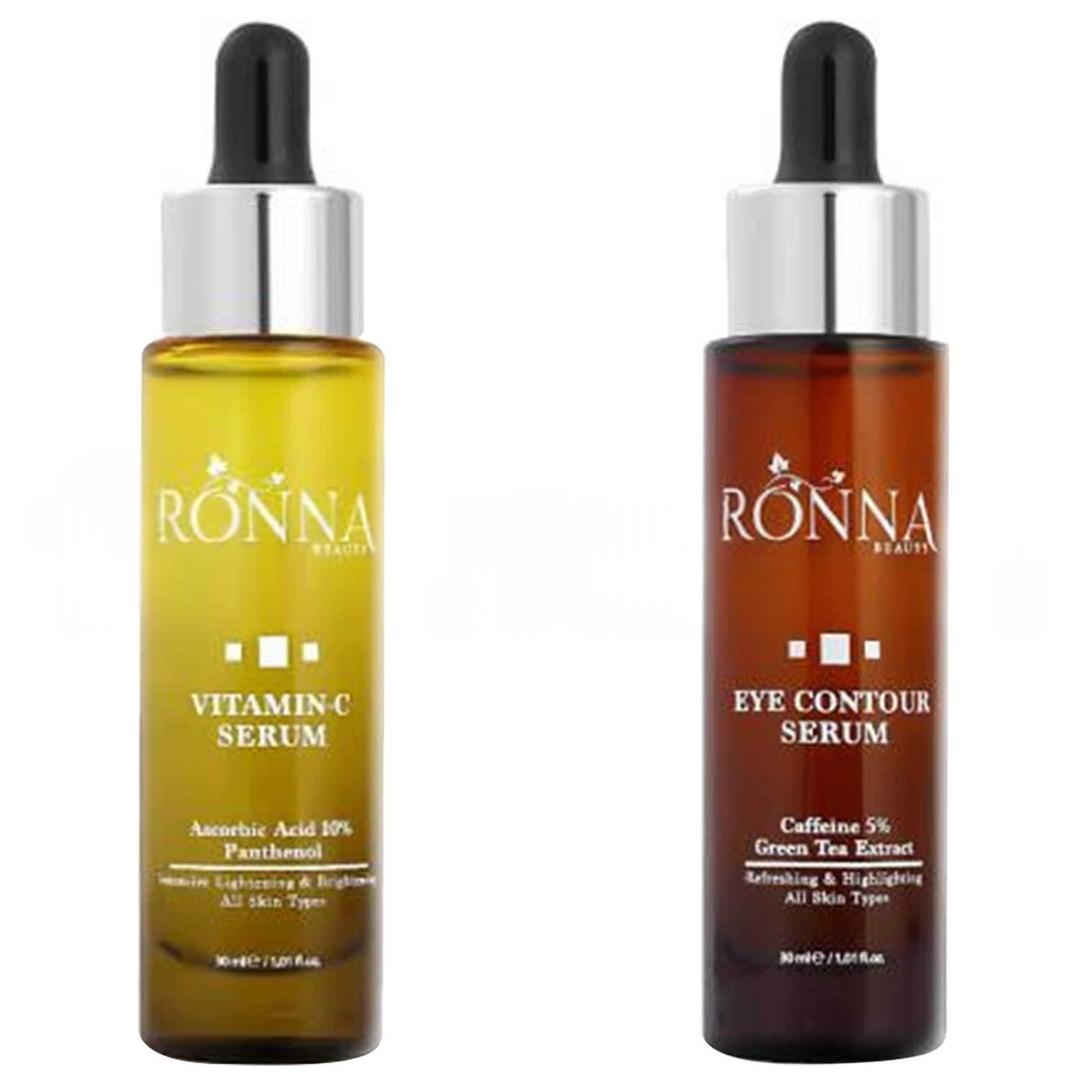 Ronna Beauty AHA BHA İçerikli Akneli Cilt Düzenleyici Ton Eşitleyici Bakım Seti - Vitamin C Serum 30 ml + Peeling Serum 30 ml