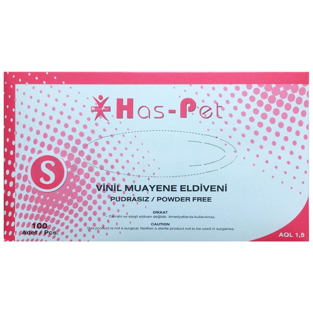 Haspet Vinil Pudrasız Muayene Eldiveni Small 100lü