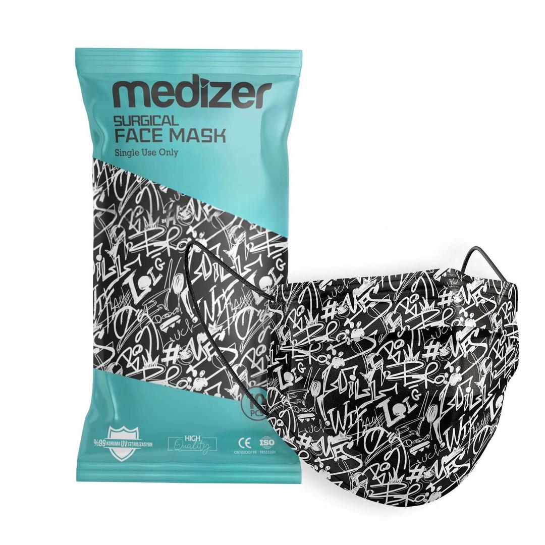 Medizer 3 Katlı Meltblown Hi Bro Desenli Cerrahi Maske Telli 10lu - 40 Adet