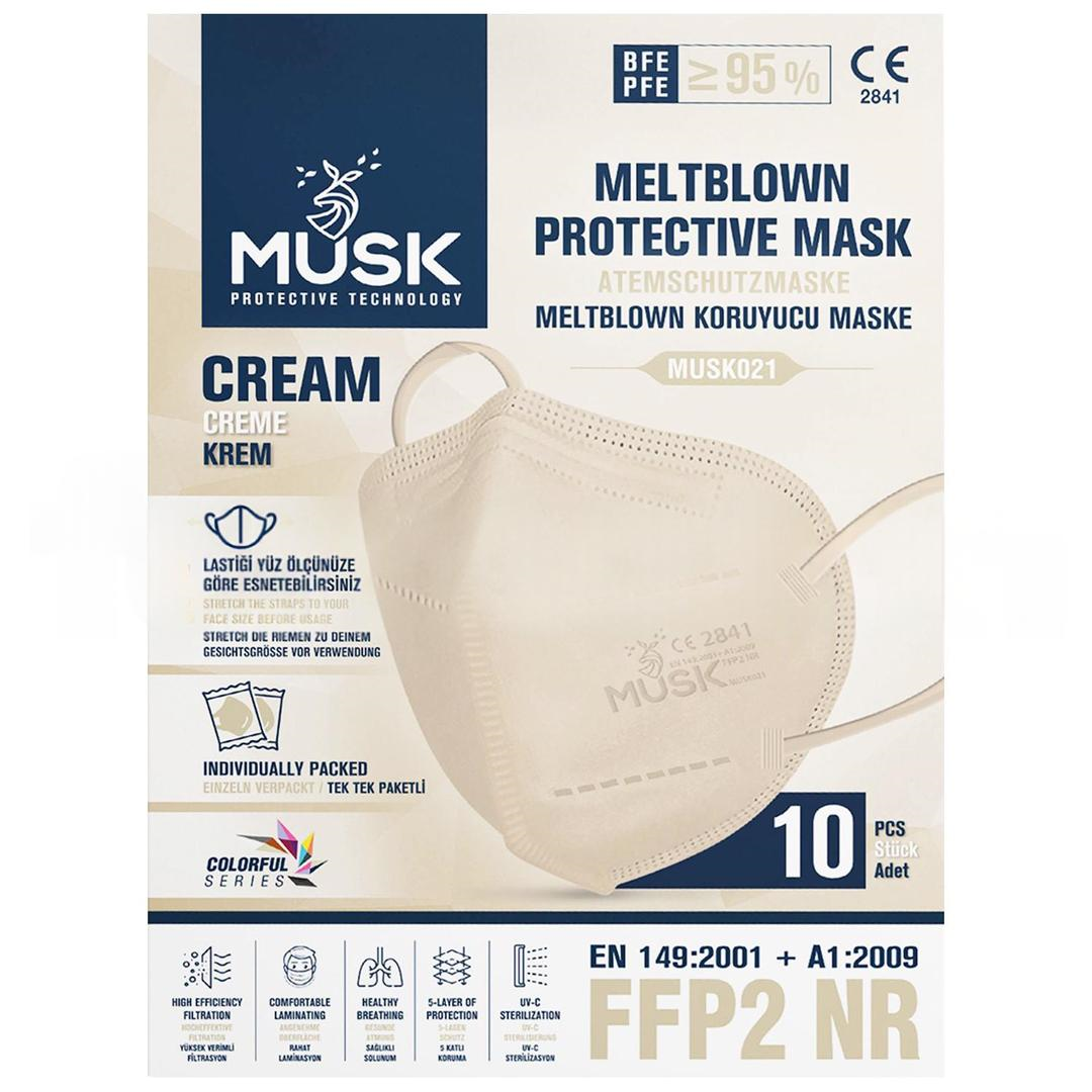 Musk Medikal FFP2 Krem Rengi Koruyucu Maske 10lu