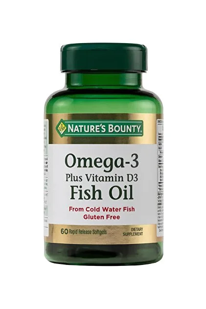 Natures Bounty Omega-3 Plus Vitamin D3 60 Kapsül Balık Yağı