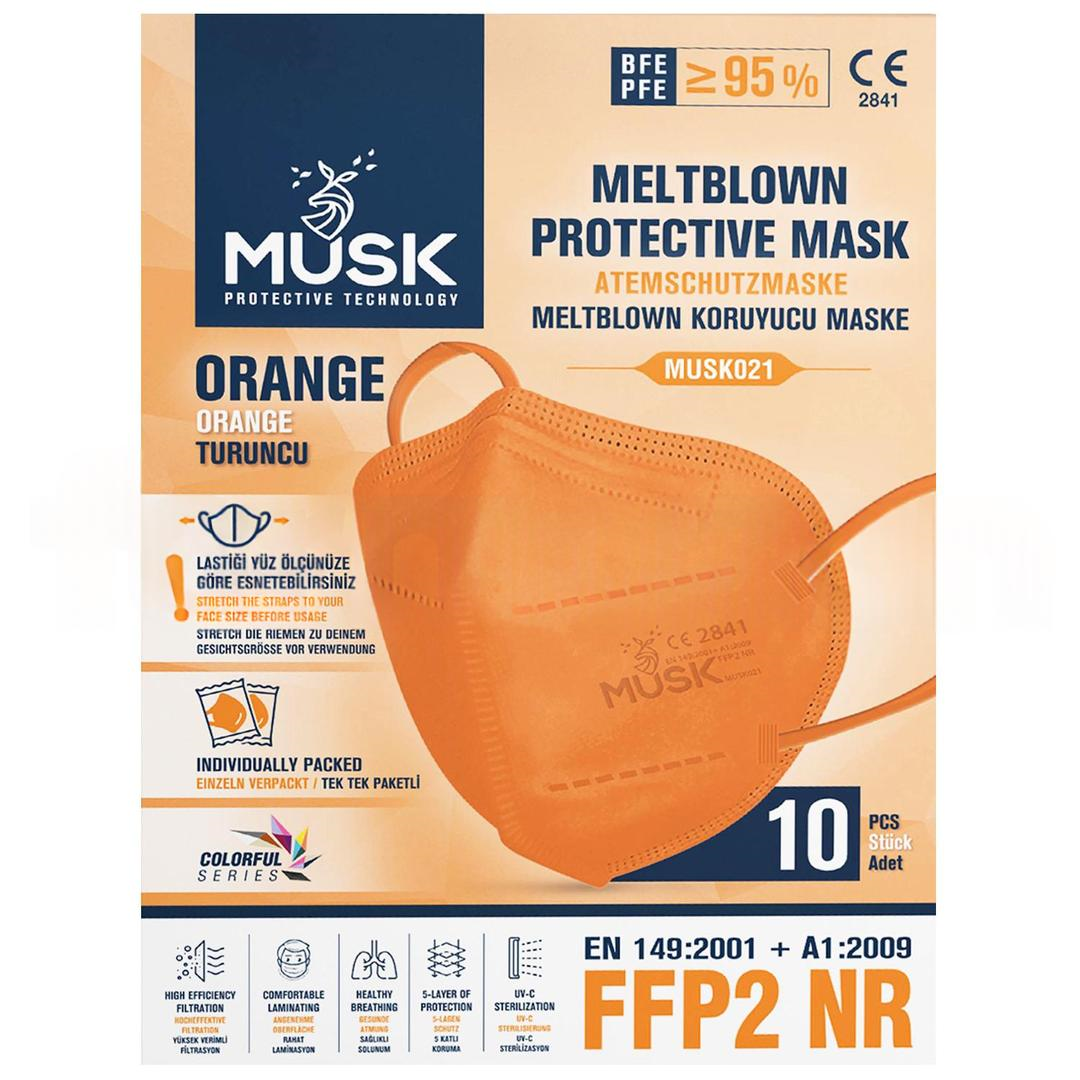 Musk Medikal FFP2 Turuncu Koruyucu Maske 10lu