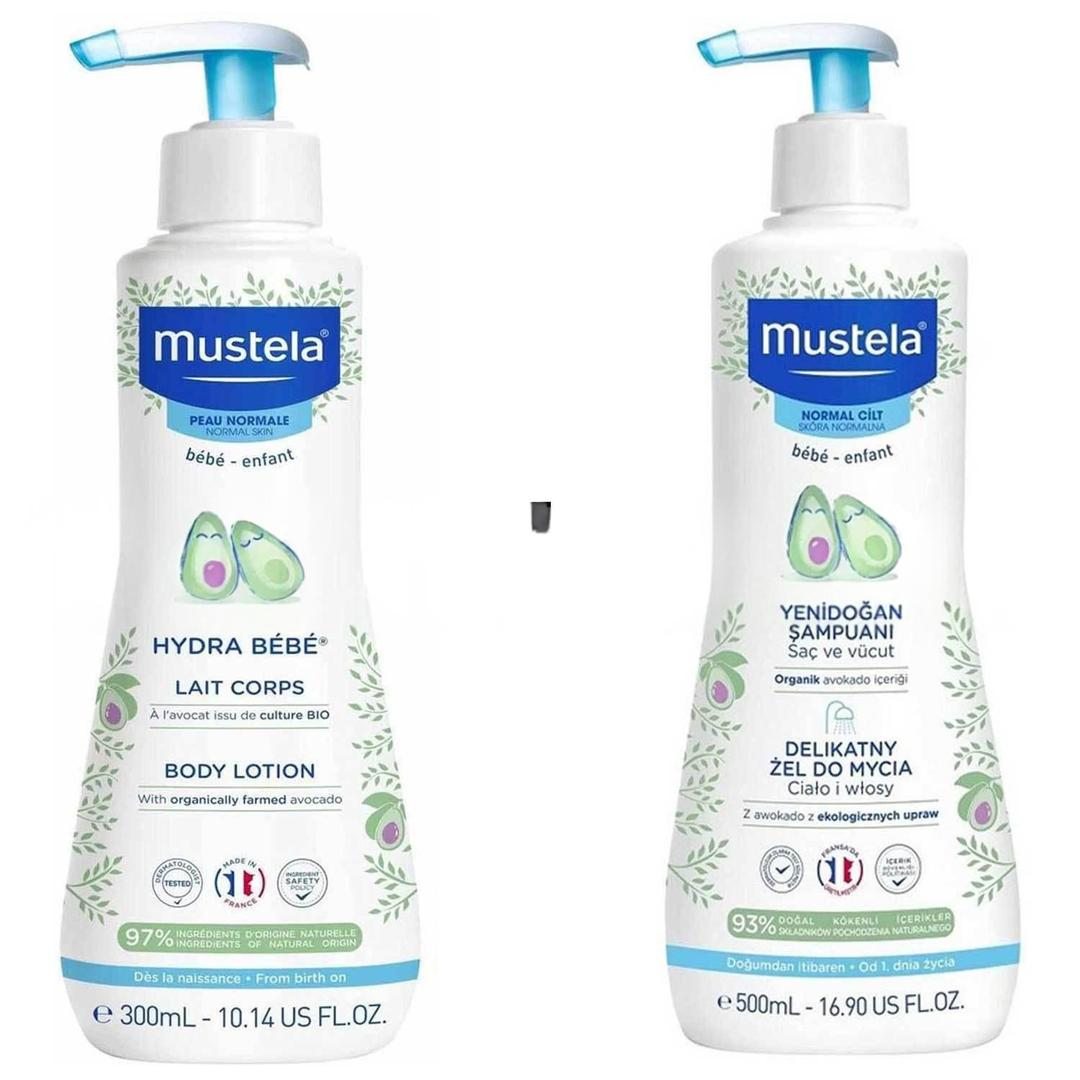 Mustela Yenidoğan Saç ve Vücut Şampuanı 500 ml + Mustela Hydra Bebe Vücut Losyonu 300 ml