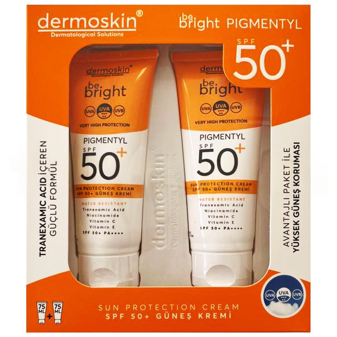 Dermoskin Be Bright Pigmentyl Güneş Kremi SPF50+ 75 ml - İkili Kofre Eski Ambalaj