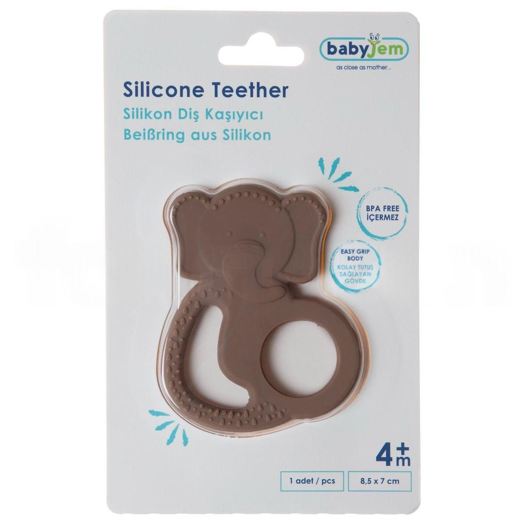 Babyjem Silikon Fil Diş Kaşıyıcı Latte - Bpa Free