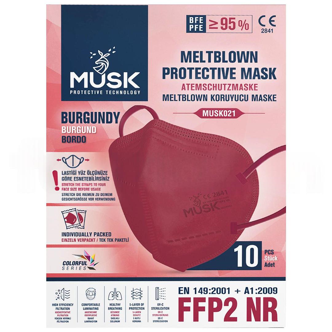 Musk Medikal FFP2 Bordo Koruyucu Maske 10lu