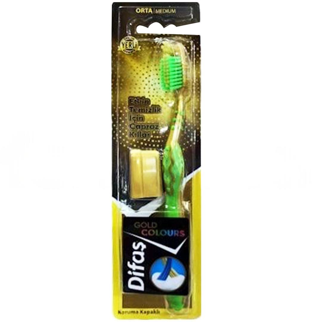Difaş Gold Colours Etkin Temizlik İçin Çapraz Kıllar Diş Fırçası Orta