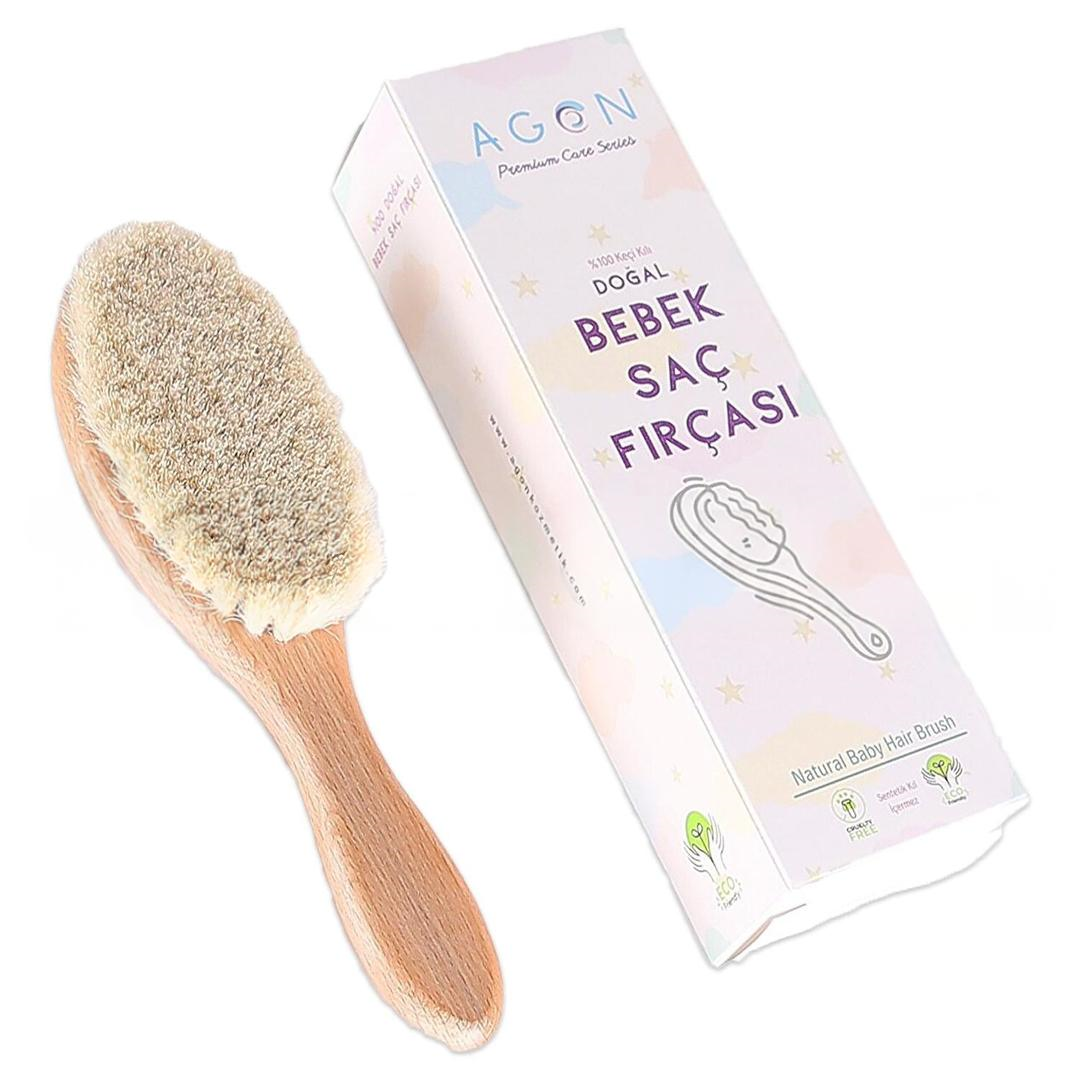 Agon Doğal Keçi Kılı Yumuşak Bebek Saç Fırçası