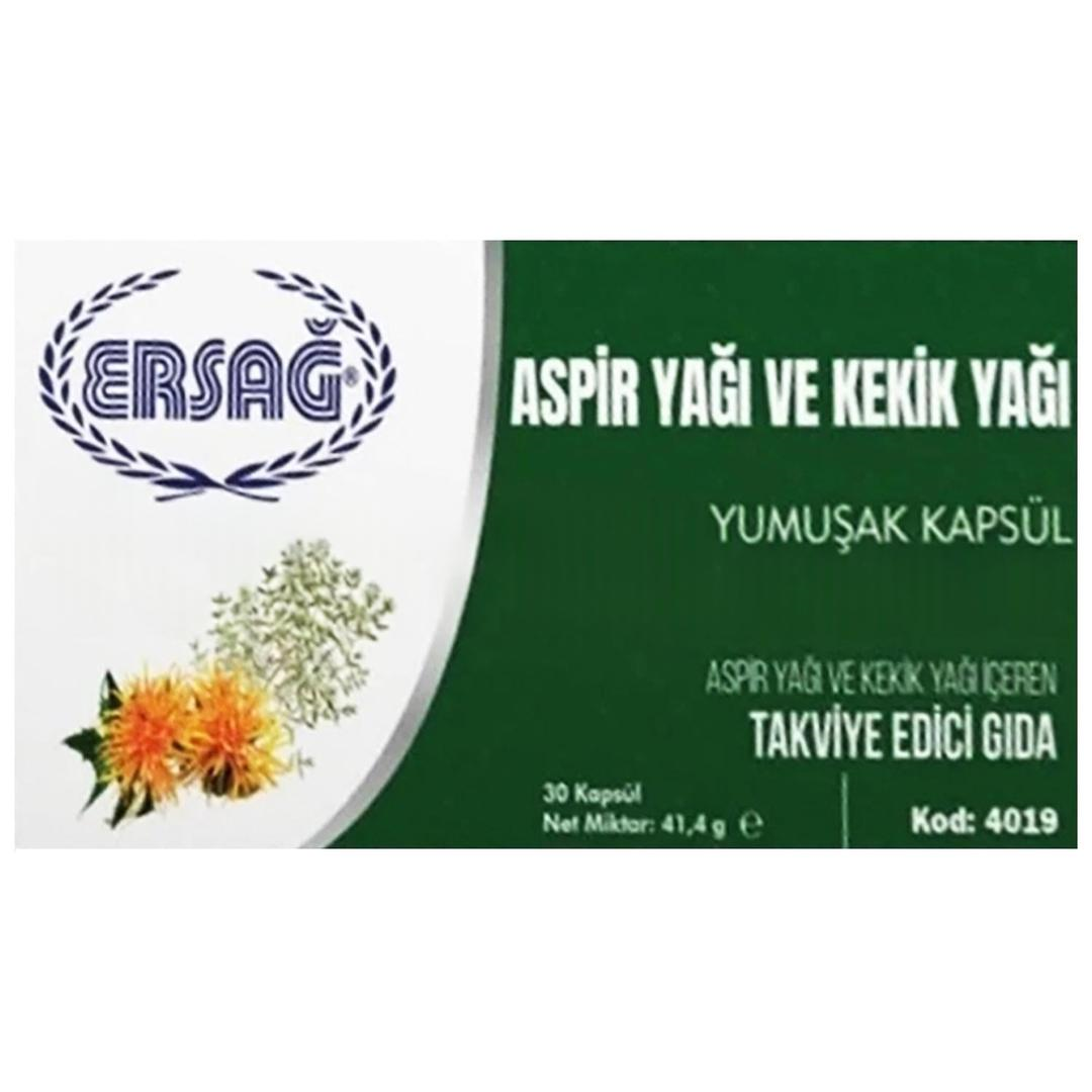 Ersağ Aspir Yağı ve Kekik Yağı 30 Kapsül