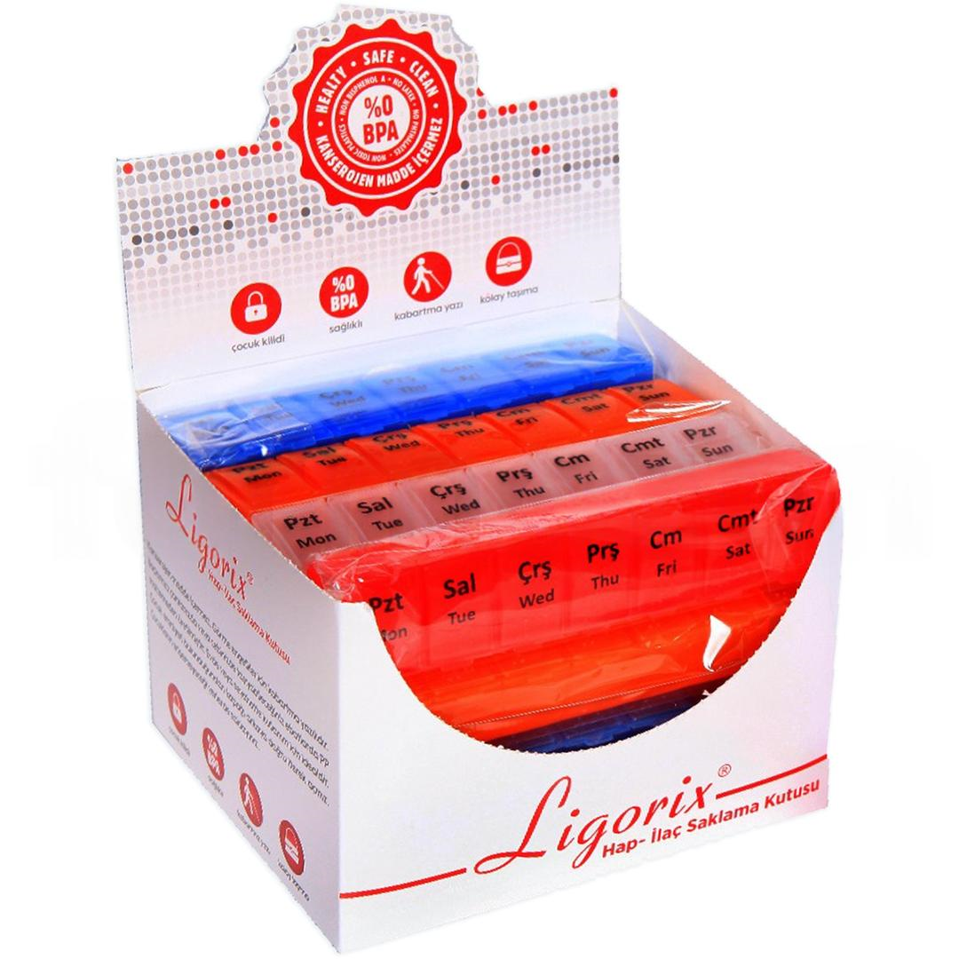 Ligorix Hap İlaç Saklama Kabı Haftalık (1. Kalite) - 12li Stant