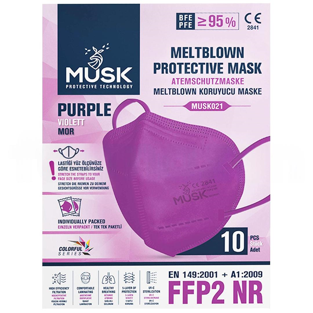 Musk Medikal FFP2 Mor Koruyucu Maske 10lu