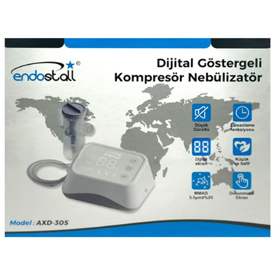 Endostall Dijital Göstergeli Kompresör Nebulizatör Sessiz Zamanlama Fonksiyonlu Axd-305