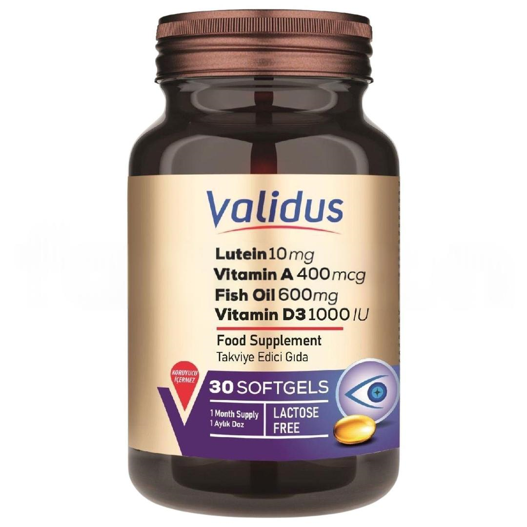Validus Lutein 10 mg Omega3 600 mg Zeaxanthin 2 mg 30 Softgels