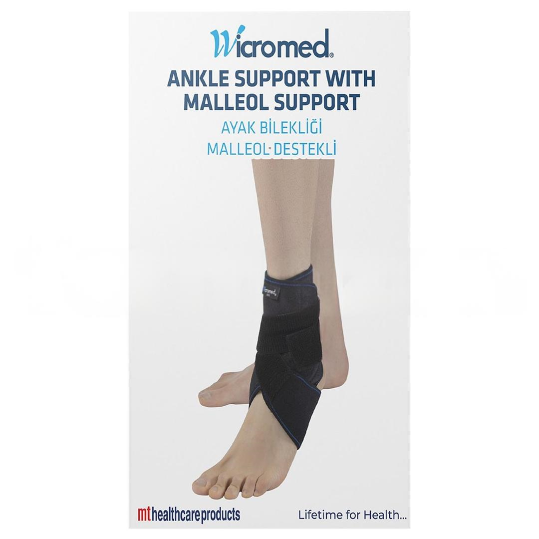 Wicromed Neopren Ayak Bilekliği Malleol Silikon Destekli Çapraz Bantlı Small
