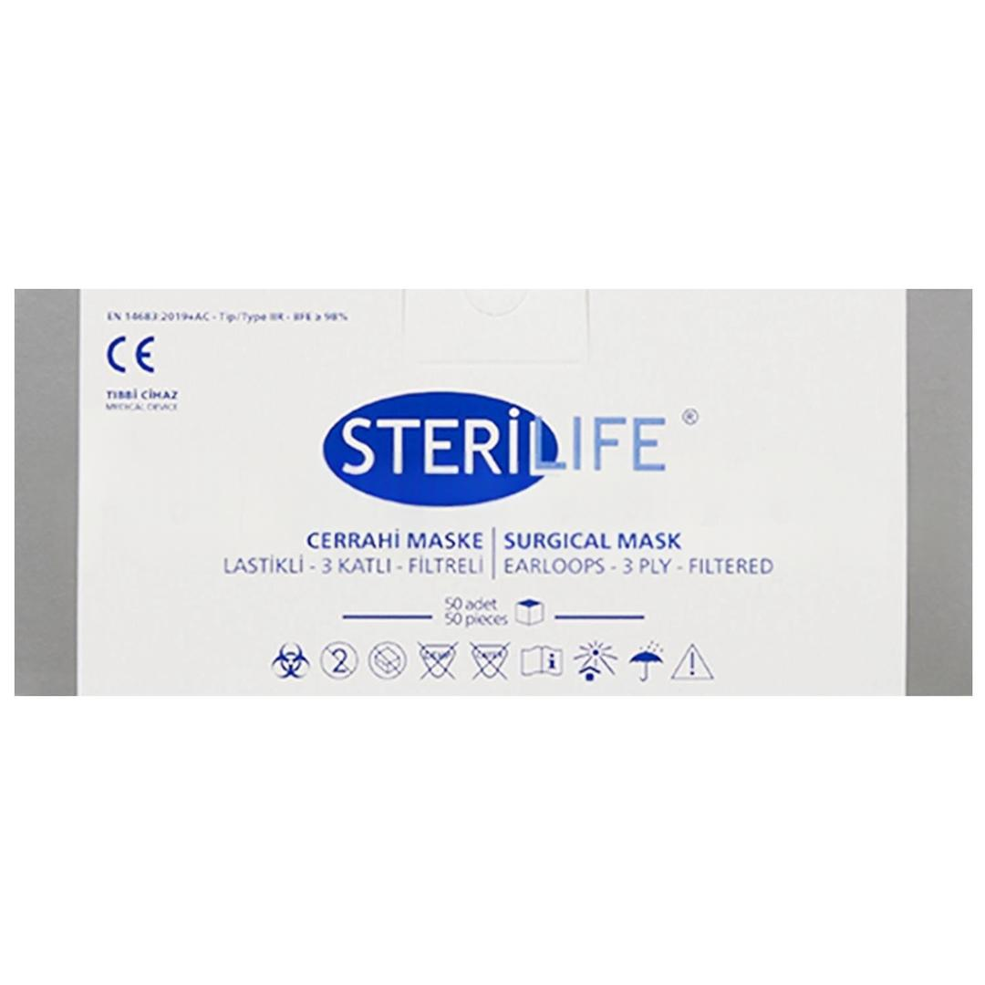 Sterilife 3 Katlı Filtreli Cerrahi Maske Telli 50li (ÜTS Kayıtlı)