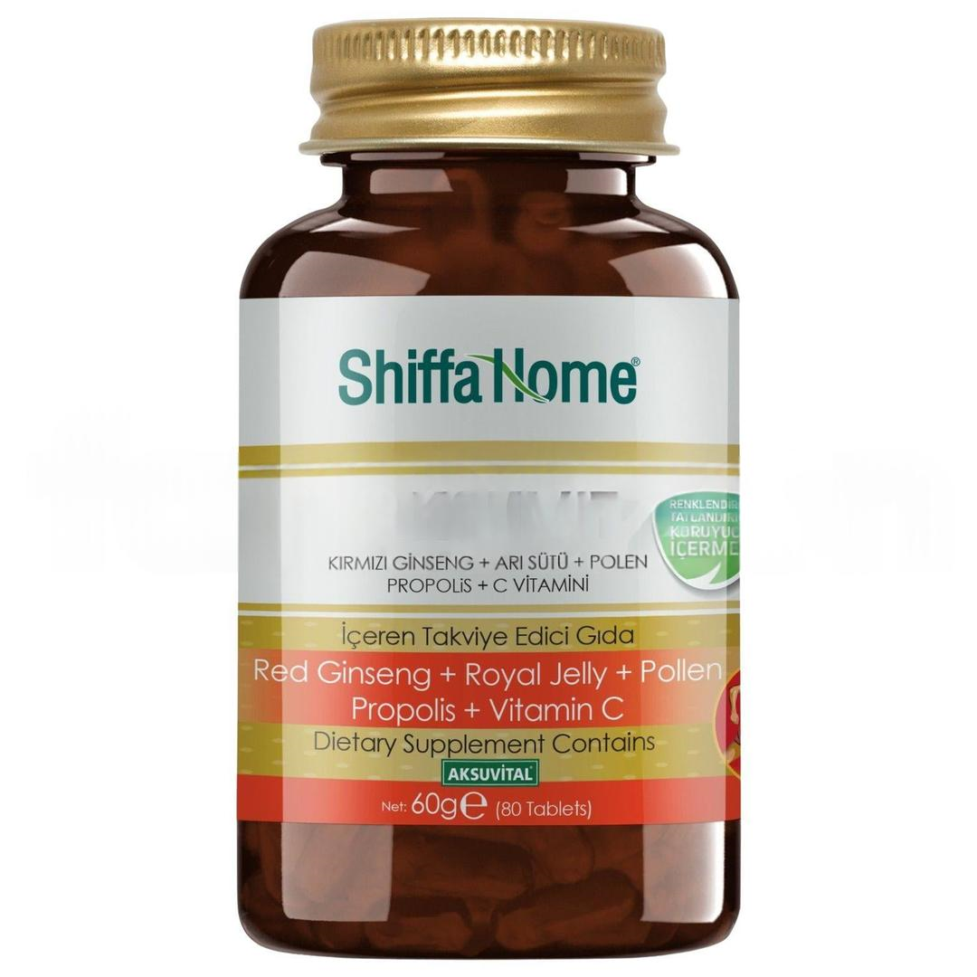 Shiffa Home Aksuvit Ginseng & Arı Sütü & Polen & Propolis & C Vitamini 80 Tablet