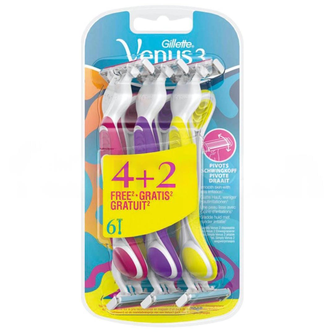 Gillette Venus 3 Renkli Kullan At Tıraş Bıçağı 6lı