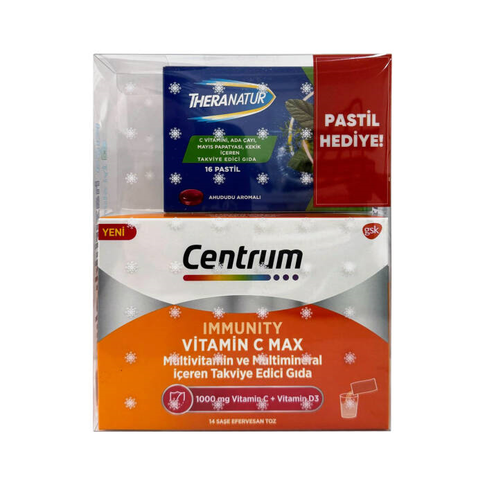 Centrum Immunity Vitamin C Max 14 Saşe Efervesan Toz + Theranatur 16 Pastil Hediyeli
