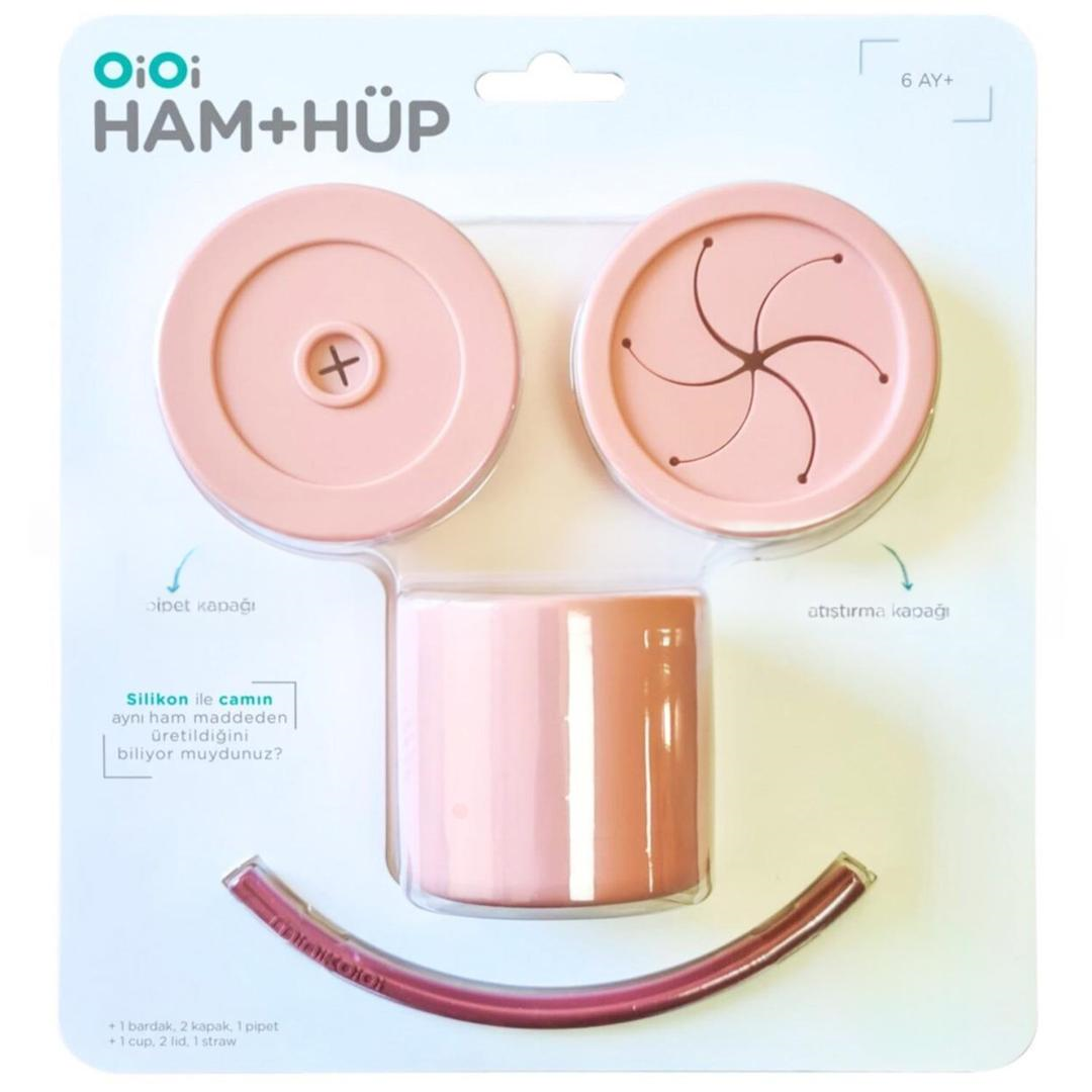 Oioi Ham+Hüp Pipetli 6 Ay+ Bardak Seti - Pembe & Bordo