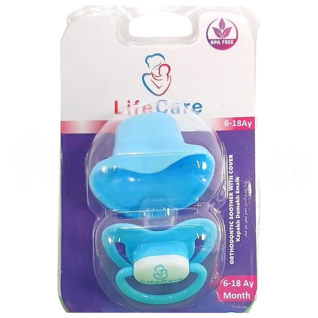 Life Care Baby Koruma Kapaklı Damaklı Ortodontik Emzik 2 Numara 6-18 Ay Mavi