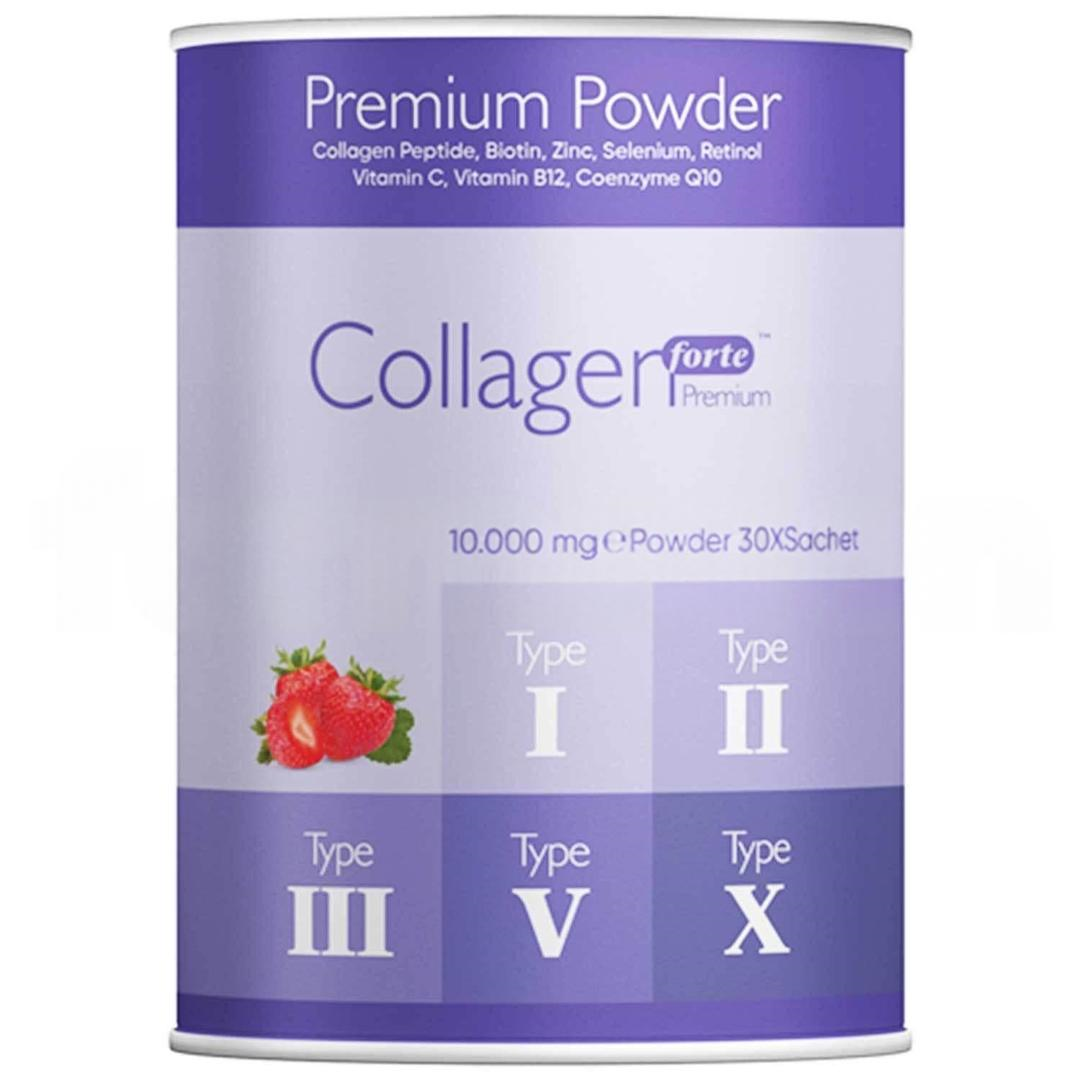 Collagen Forte Premium Powder Çilek Aromalı 10,000 mg 30 Şase