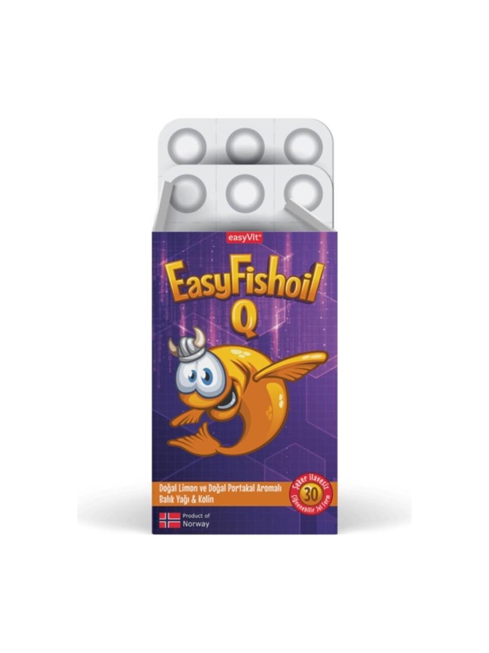 EASYVIT EASYFISHOIL Q KIDS BALIK YAĞI VİTAMİN B6 VİTAMİN B12 30 ADET ÇİĞNENEBİLİR JEL