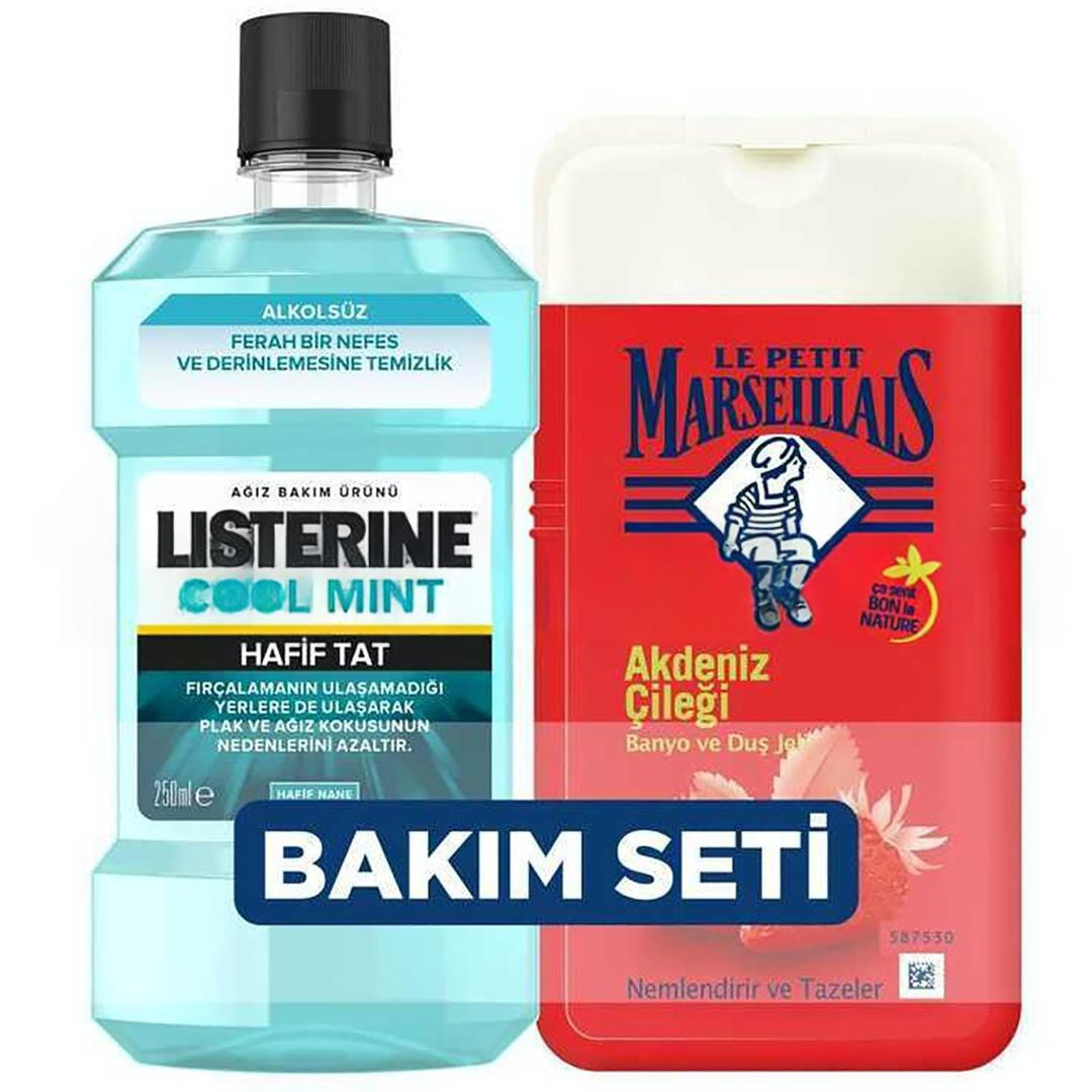 Listerine Cool Mint Ağız Bakım Suyu 250 ml + Le Petit Marseillais Duş Jeli Akdeniz Çileği 250 ml
