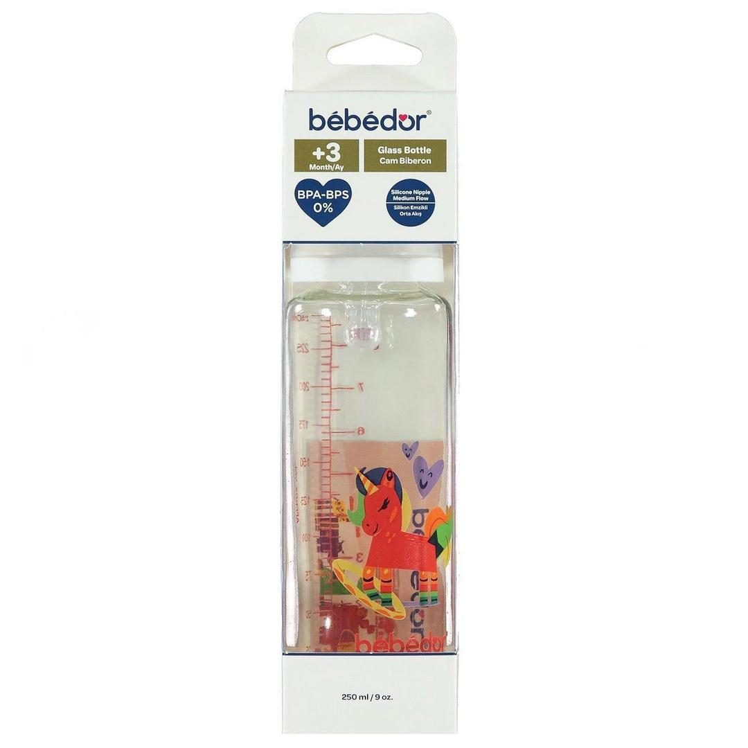 Bebedor Sevimli At Desenli Cam Biberon 3+ Ay 250 ml