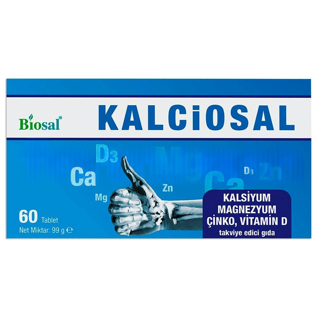 Biosal Kalciosal Kalsiyum Magnezyum Çinko Vitamin D 60 Tablet