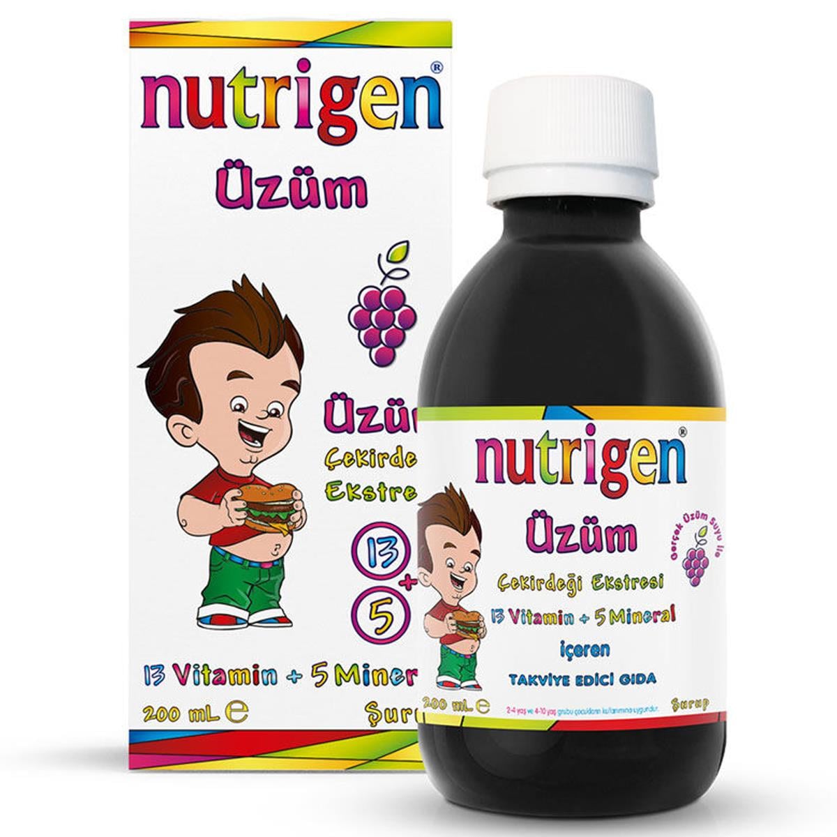 NUTRIGEN ÜZÜM ÇEKİRDEĞİ EKSTRELİ VİTAMİN MİMERAL 200ML ŞURUP