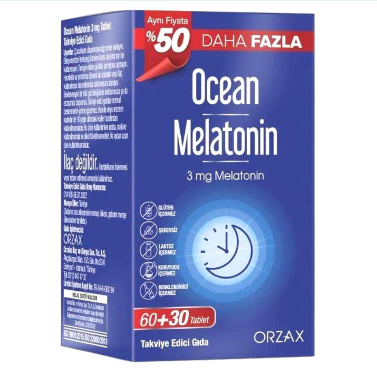 OCEAN MELATONİN 3MG 90 TABLET %50 DAHA FAZLA