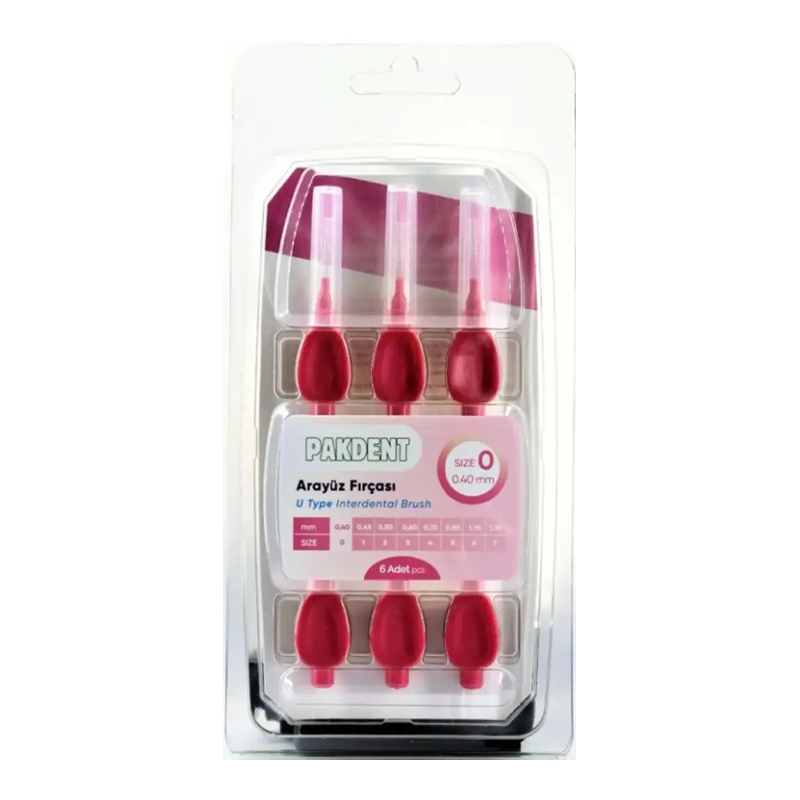 Pakdent Arayüz Fırçası Pembe 0,40 mm 6 Adet