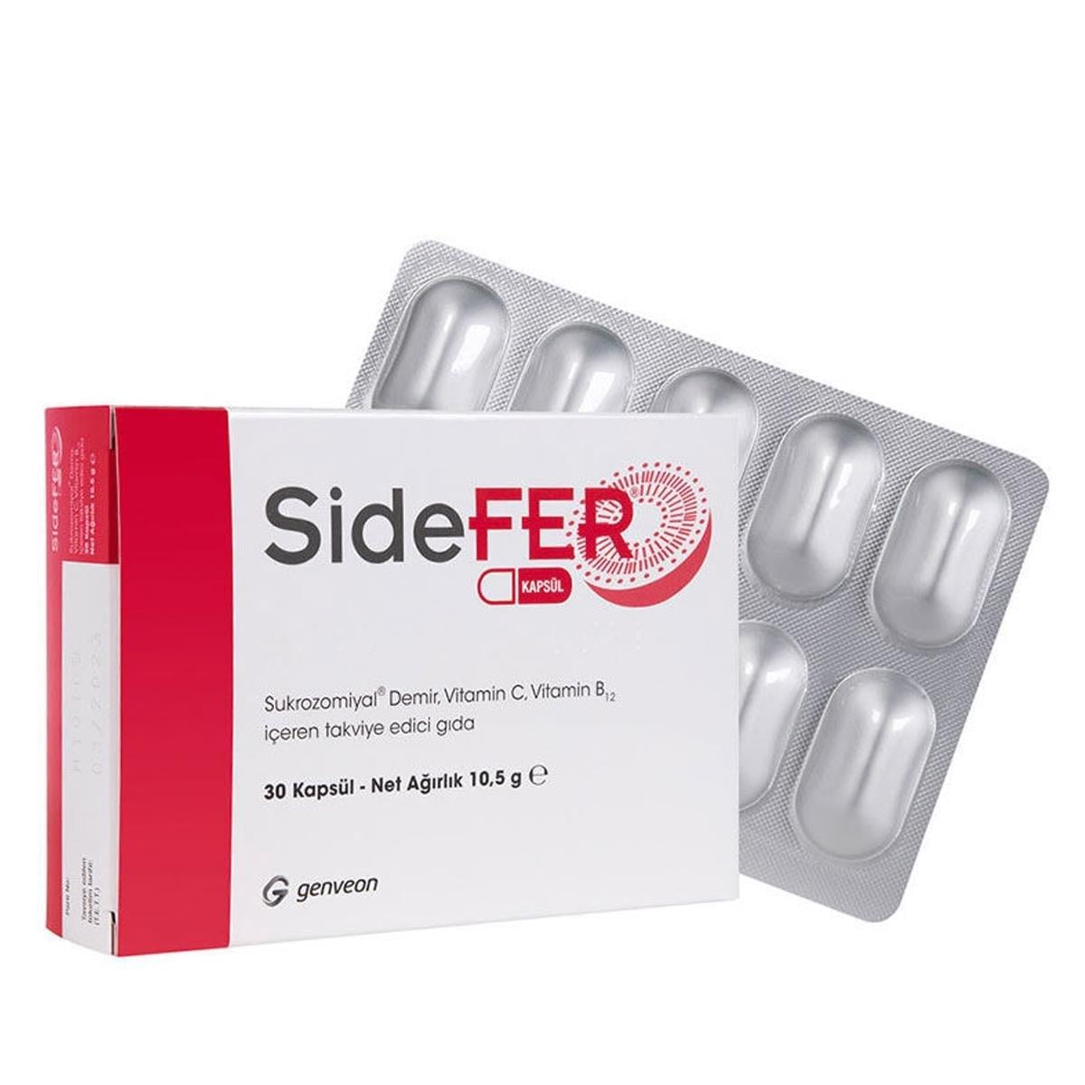 SIDEFER SUKROZOMIYAL 30 KAPSÜL DEMİR VİTAMİN C VİTAMİN B12
