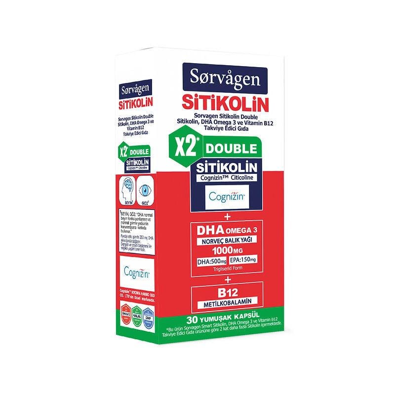 SORVAGEN SMART DOUBLE SİTİKOLİN 30 YUMUŞAK KAPSÜL DHA OMEGA 3 VİTAMİN B12