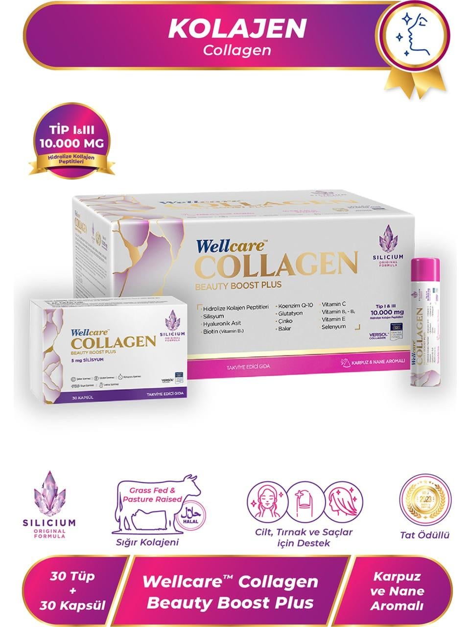 WELLCARE COLLAGEN BEAUTY BOOST 5500MG KAPRUZ NANE AROMALI 30X40ML 30 KAPSÜL