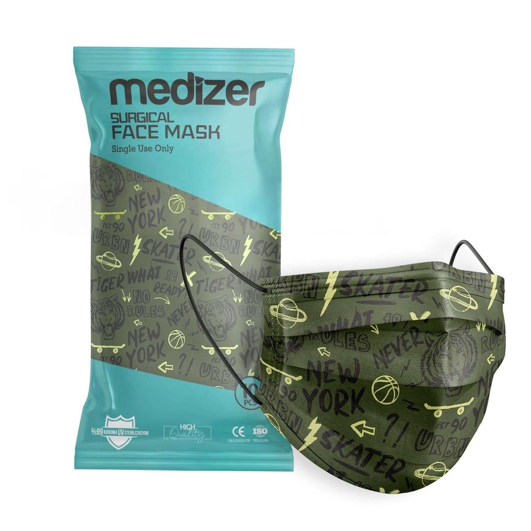 Medizer 3 Katlı Meltblown Urban Desenli Cerrahi Maske Telli 10'lu