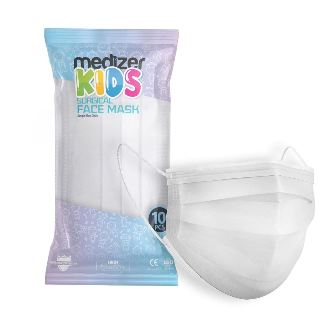 Medizer 3 Katlı Meltblown Beyaz Cerrahi Çocuk Maskesi Telli 10'lu - 30 Adet