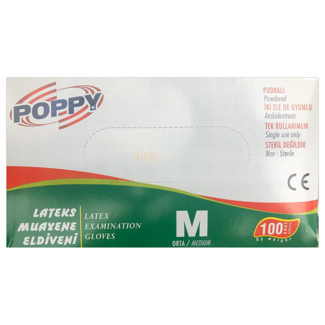 Poppy Lateks Muayene Eldiveni Pudralı Medium 100'lü