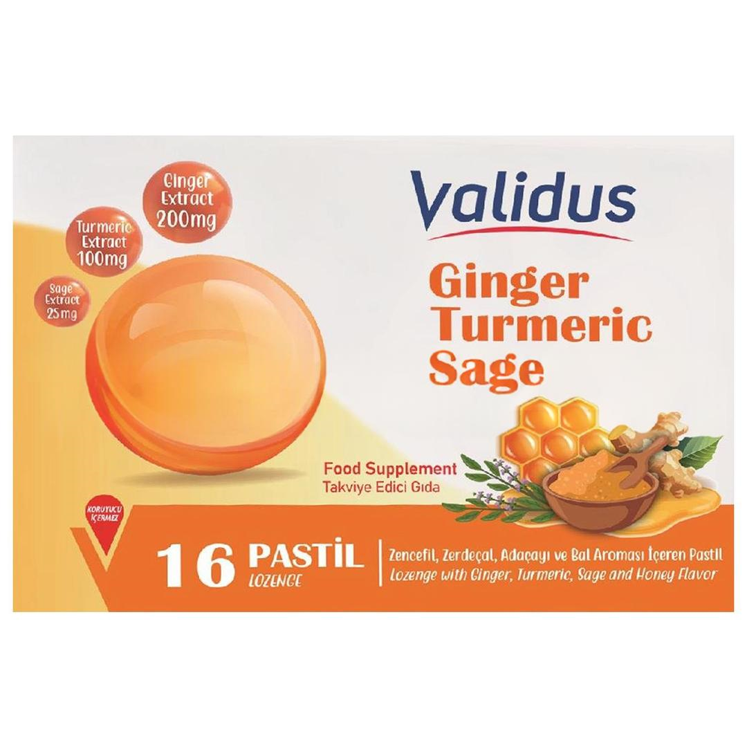 Validus Ginger + Turmeric + Sage + Honey 16 Pastil
