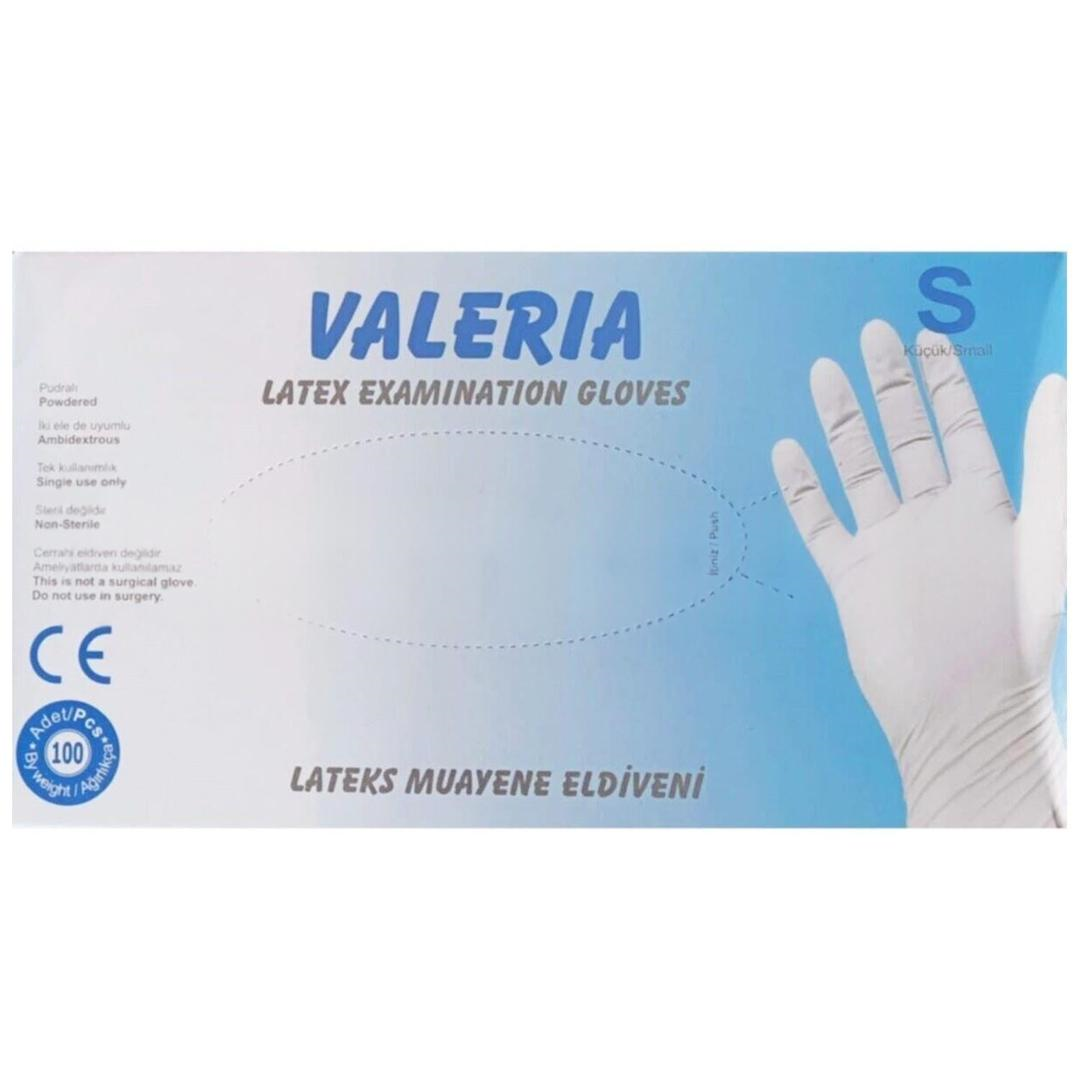 Valeria Lateks Pudralı Eldiven Small 100'lü