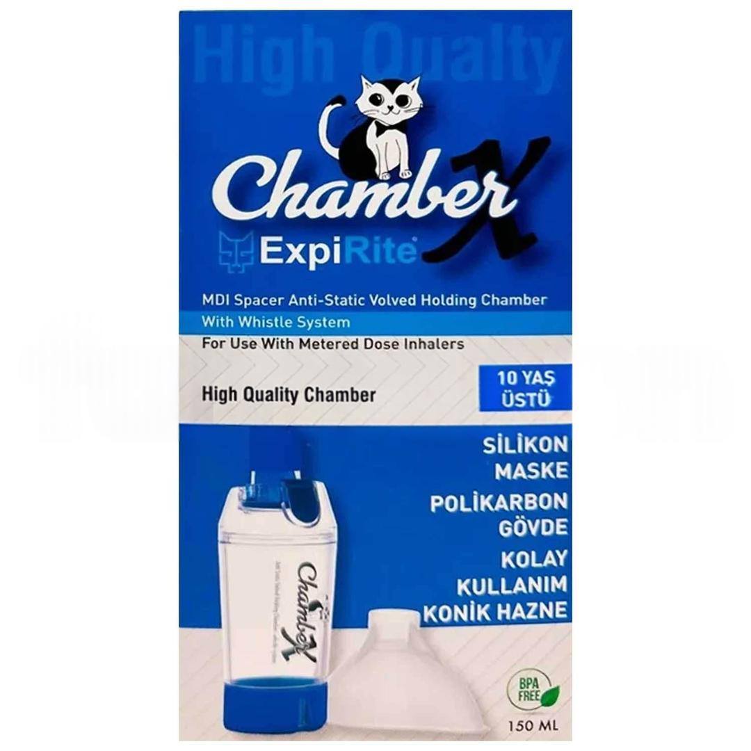 ExpiRite ChamberX 10 Yaş Üstü Çocuklar ve Yetişkinler İçin Maskeli Düdük Sistemli Valfli İnhalasyon Chamber