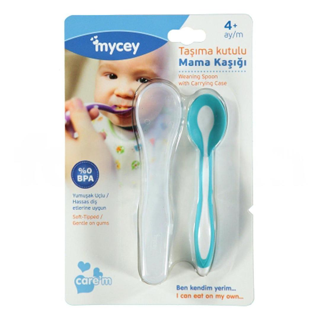Mycey Taşıma Kutulu Mama Kaşığı - Yeşil