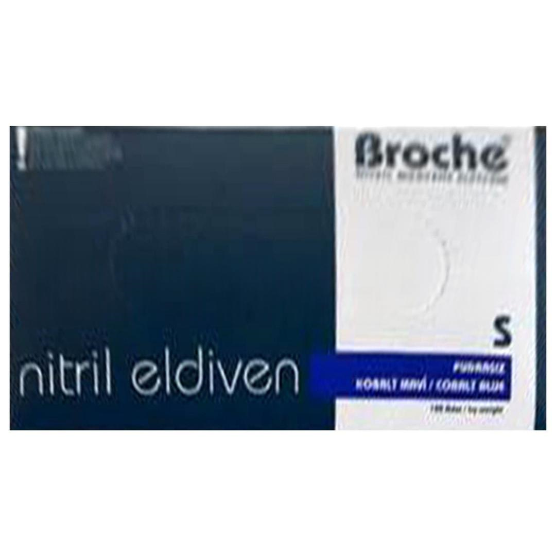 Broche Nitril Pudrasız Kobalt Mavi Muayene Eldiveni 100 Adet Small