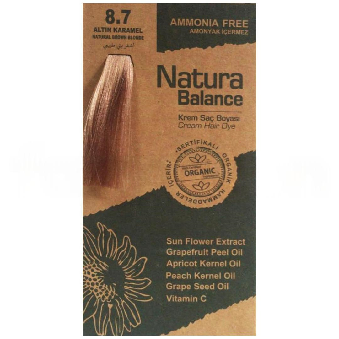 Natura Balance 8.7 Altın Karamel Organik Krem Saç Boyası 60 ml