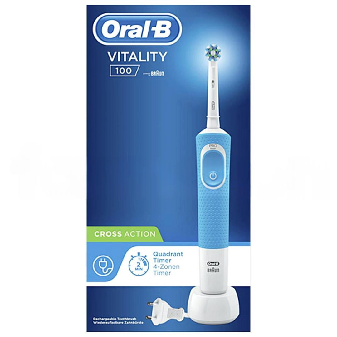 Oral-B Vitality 100 Quadrant Timer Cross Action Şarjlı Diş Fırçası Mavi - Kutulu
