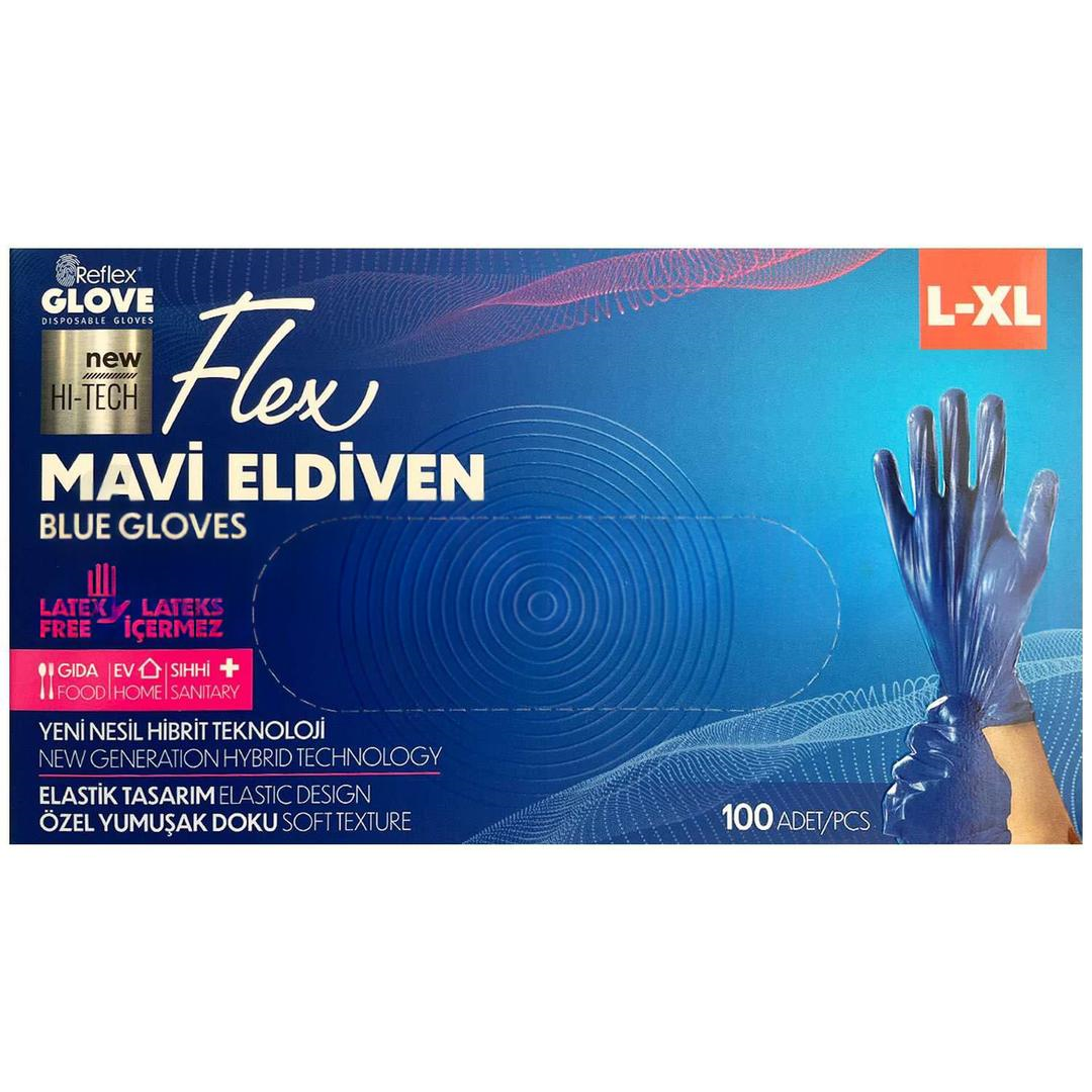Reflex Flex Yeni Nesil Hibrit Mavi Eldiven Large & xLarge 100'lü
